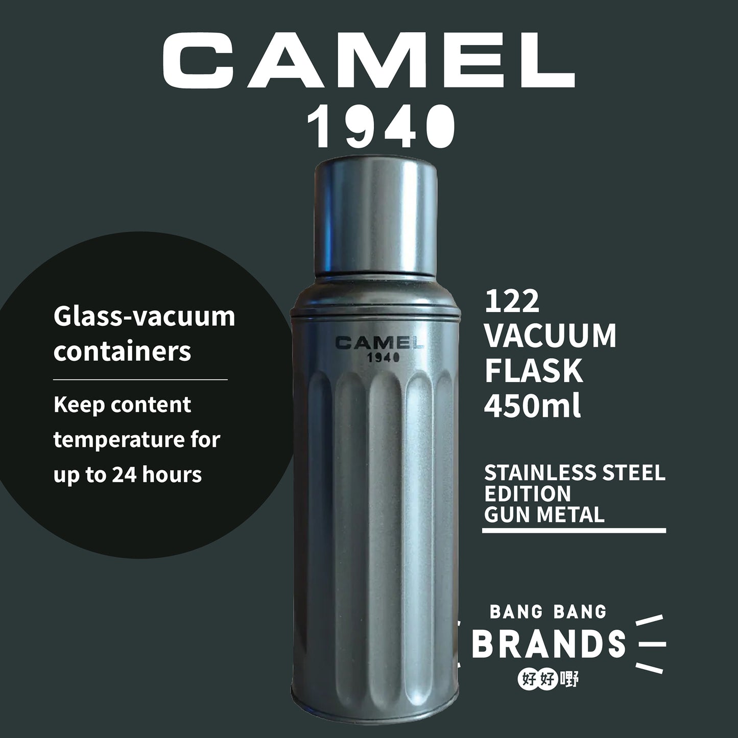 Camel 122 Signature 045L Flask / STAINLESS STEEL EDITION - Gun Metal