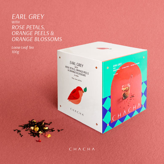 EARL GREY WITH ROSE PETALS, ORANGE PEELS & ORANGE BLOSSOMS - 100g Loose Leaf Tea