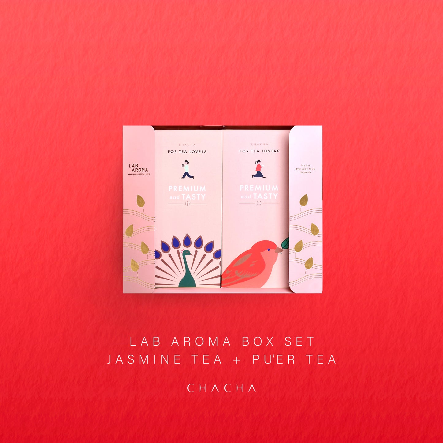 LAB AROMA BOX SET - Jasmine tea leaf 80g + PU'ER Tea leaf 100g