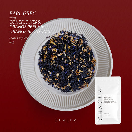 EARL GREY WITH CONEFLOWERS, ORANGE PEELS & ORANGE BLOSSOMS - 3Og Loose Leaf Tea